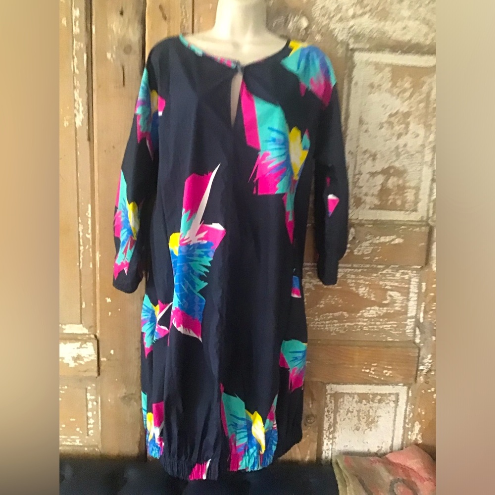 Maria Cornejo Floral Dress Slit Bubble Hem Relaxed Fit Size 4